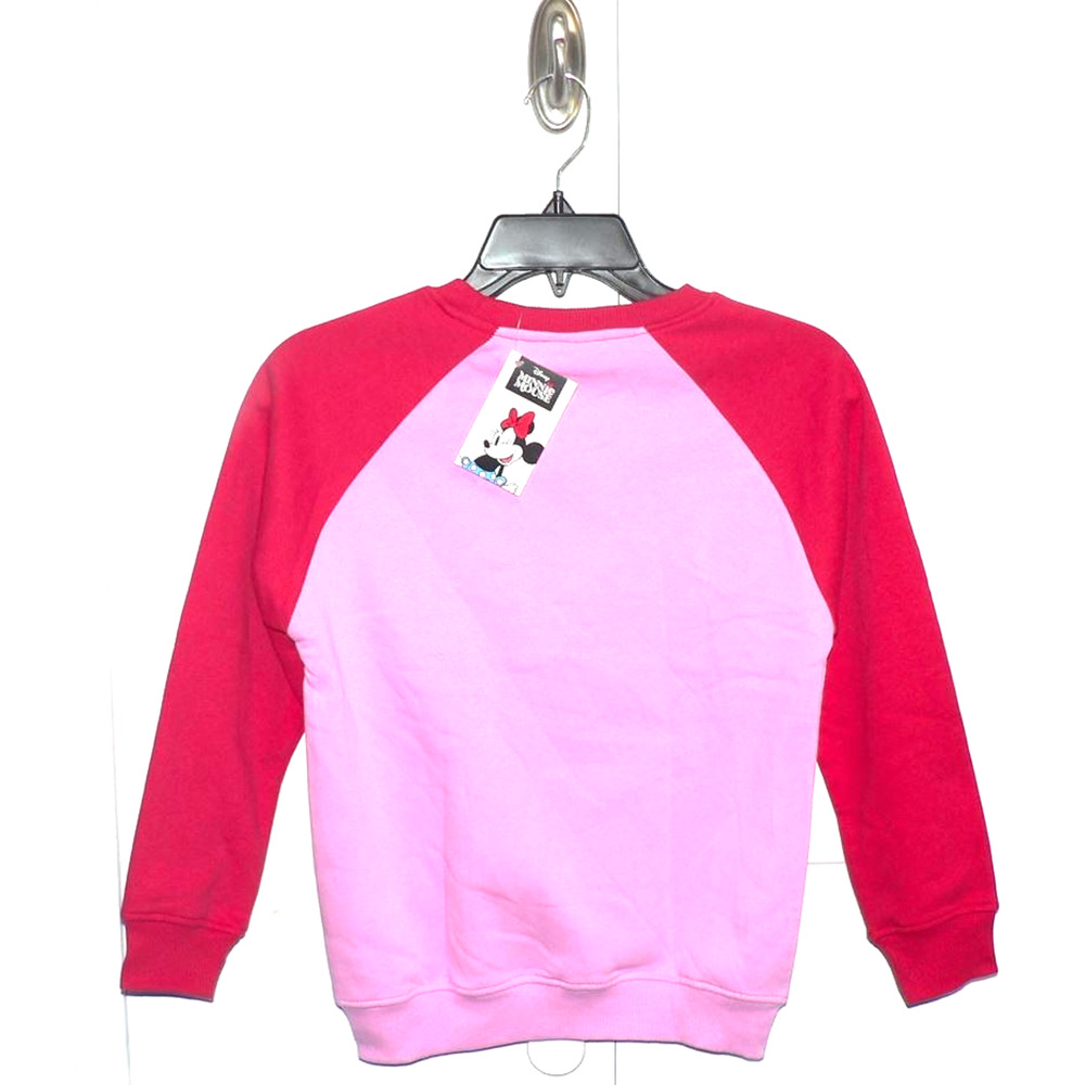 Disney Minnie Mouse Girl's Long Sleeve Color Block Sweatshirt Size 10 Red & Pink - Picture 4 of 4